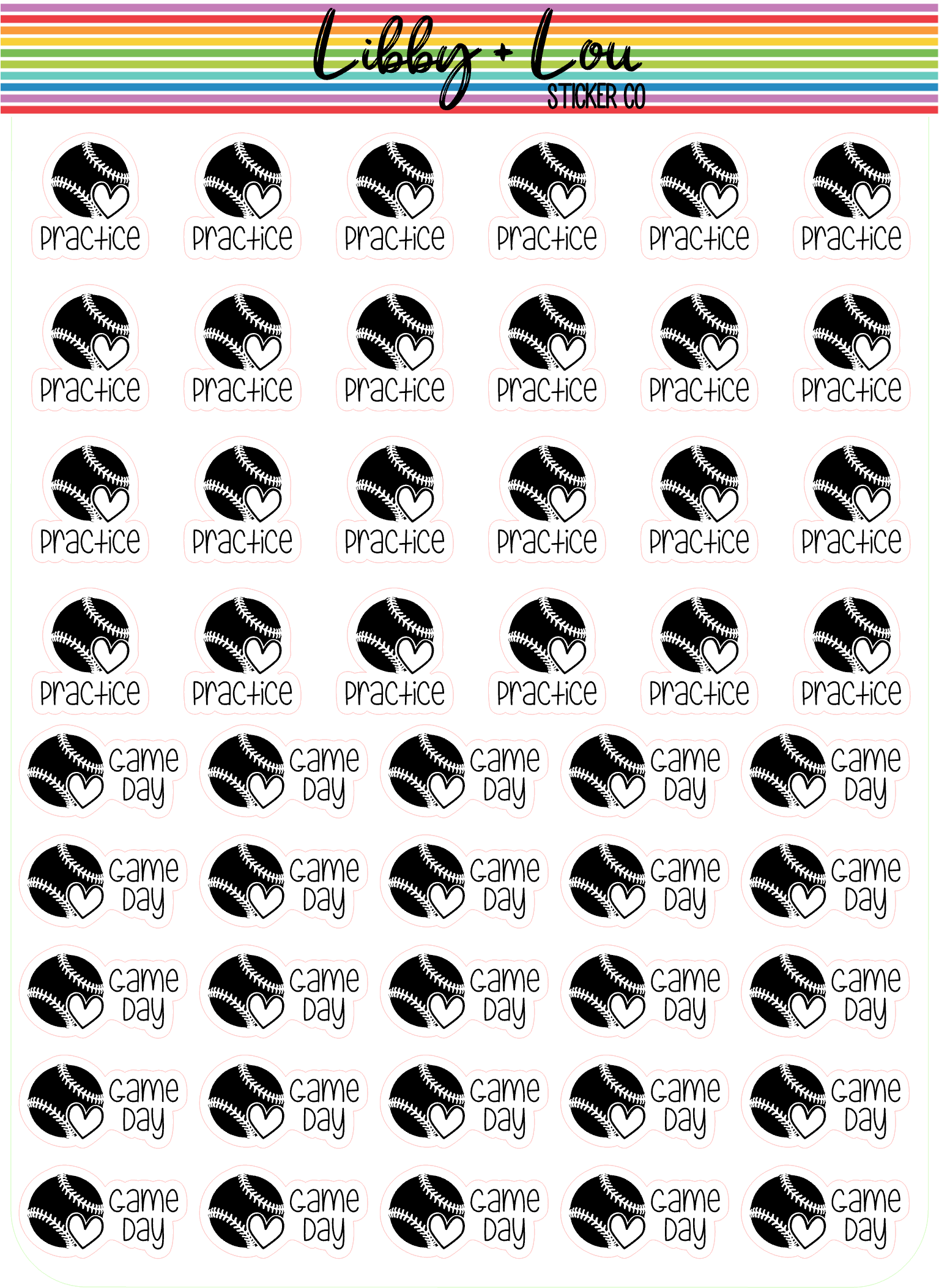 Baseball Practice and Game Planner Stickers | Libby and Lou Sticker Co