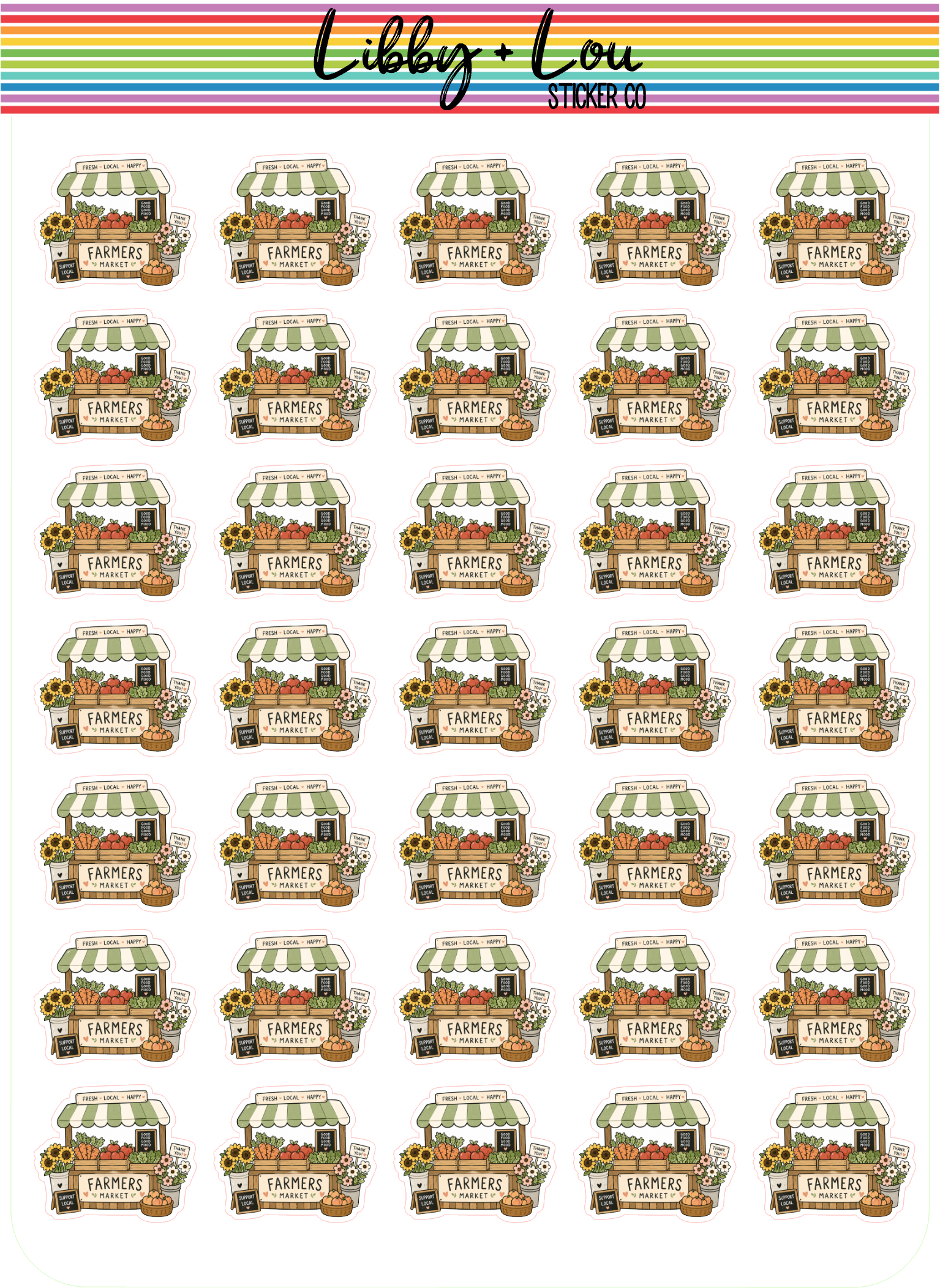 Farmers Market Planner Stickers | Grocery Shopping Sticker Sheet | Weekend Market Planner Stickers | Functional Cute Planner Stickers