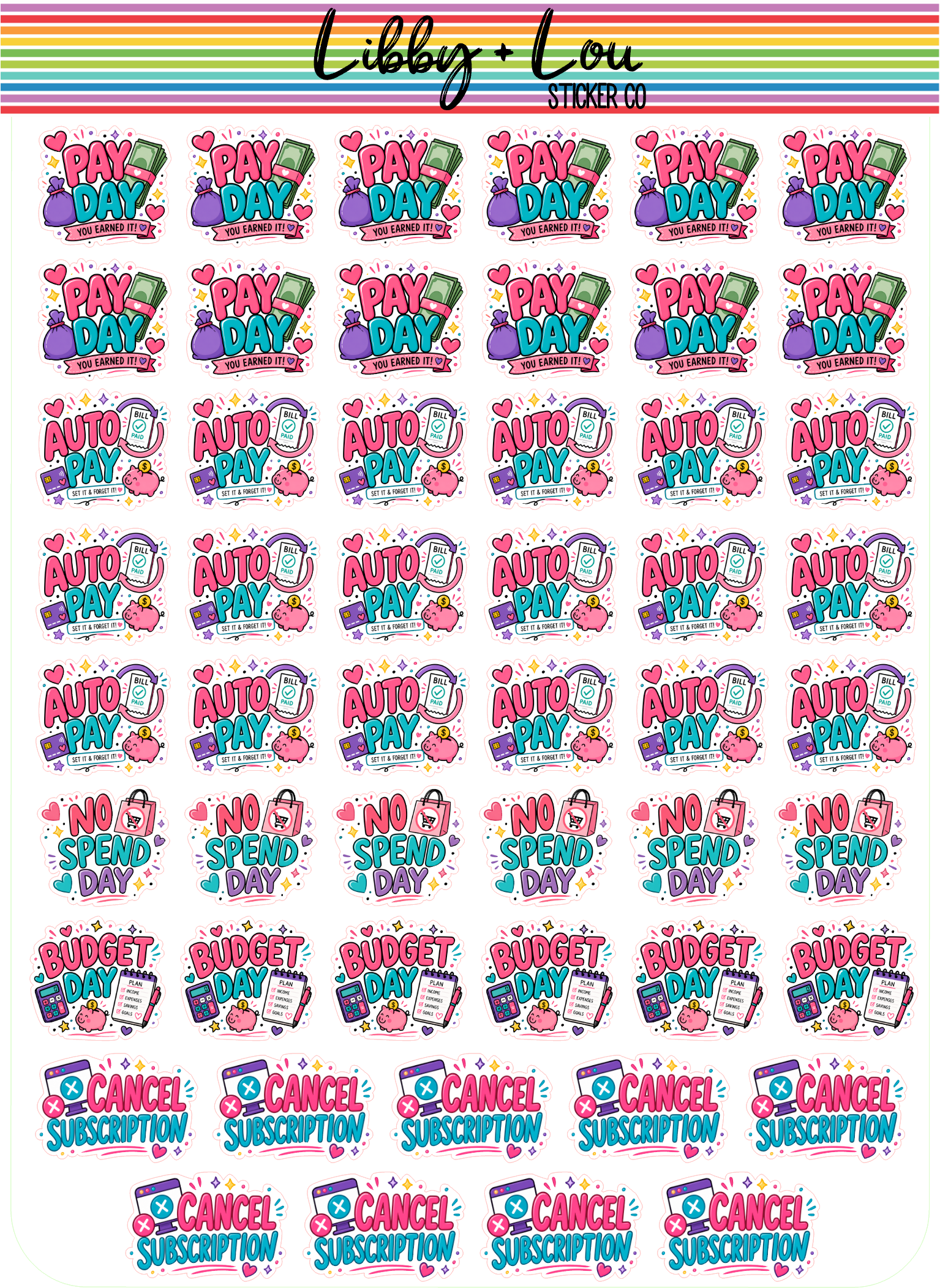 Pay Day & Budget Planner Stickers | No Spend & Auto Pay Sticker Sheet | Finance Planner Stickers | Budgeting Stickers for Planners