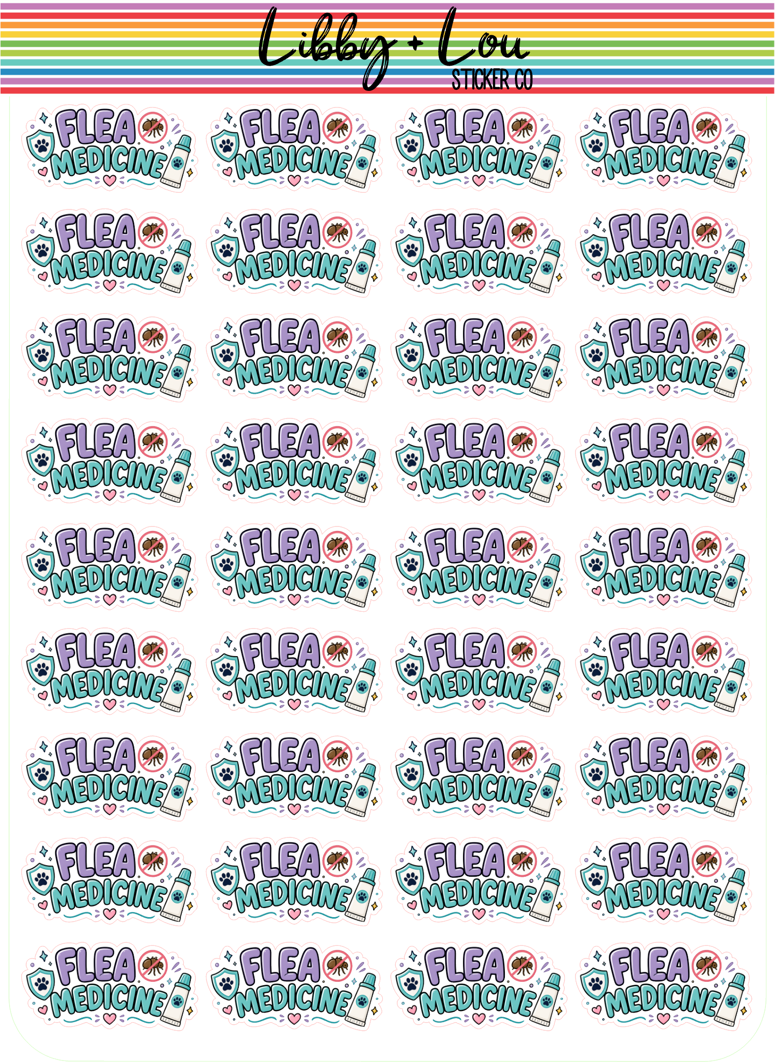 Flea Medicine Planner Stickers | Pet Care Reminder Stickers | Dog & Cat Medication Planner Stickers | Functional Pet Planner Stickers