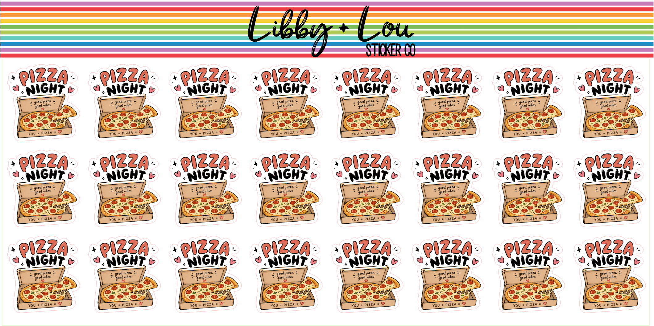 Pizza Night Planner Stickers | Movie & Pizza Night Stickers | Cute Food Planner Stickers | Fun Weekend Planner Stickers