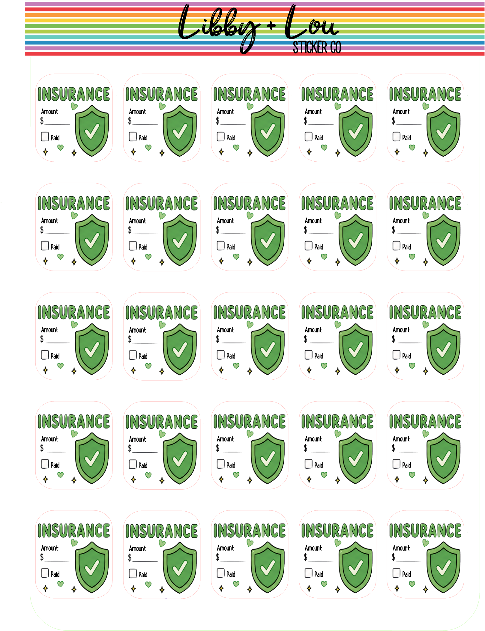 Insurance Bill Planner Stickers | Bill Payment Stickers | Monthly Budget Planner Stickers | Functional Finance Planner Stickers