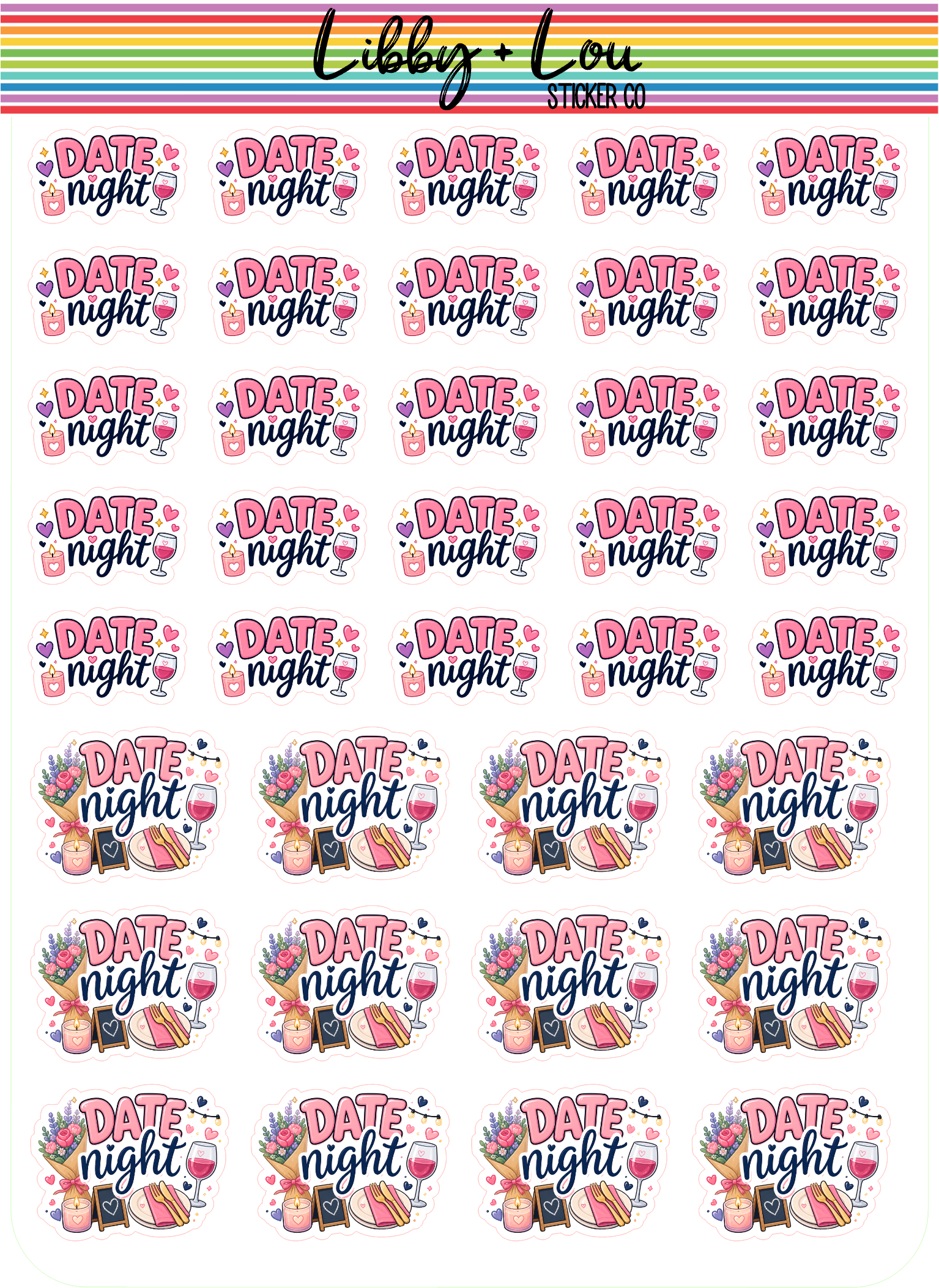 Date Night Planner Stickers | Cute Couple Planner Stickers | Romantic Night Stickers | Fun Planner Stickers for Journals & Calendars