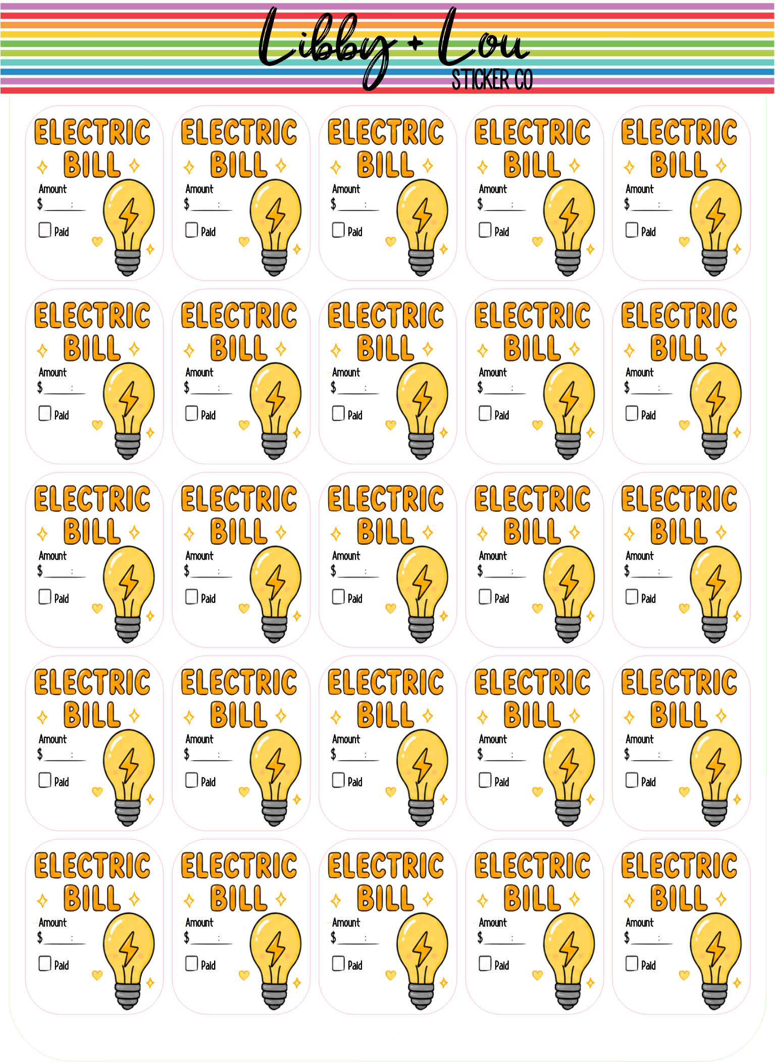 Electric Bill Planner Stickers | Utility Bill Payment Stickers | Monthly Budget Planner Stickers | Functional Finance Planner Stickers