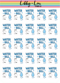 Water Bill Planner Stickers | Utility Bill Payment Stickers | Monthly Budget Planner Stickers | Functional Finance Planner Stickers