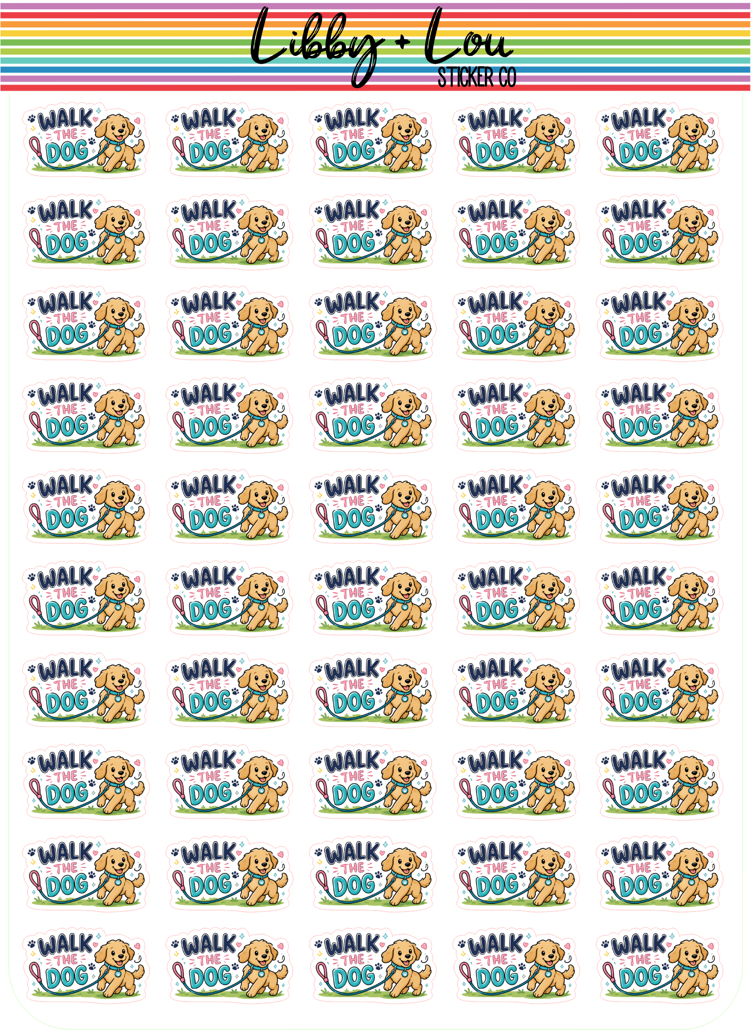 Walk the Dog Planner Stickers | Dog Walking Planner Stickers | Pet Care Planner Stickers | Cute Puppy Planner Stickers