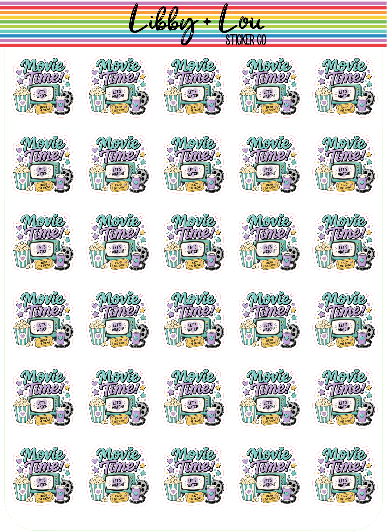 Movie Time Planner Stickers | Movie Night Reminder Stickers for Planners