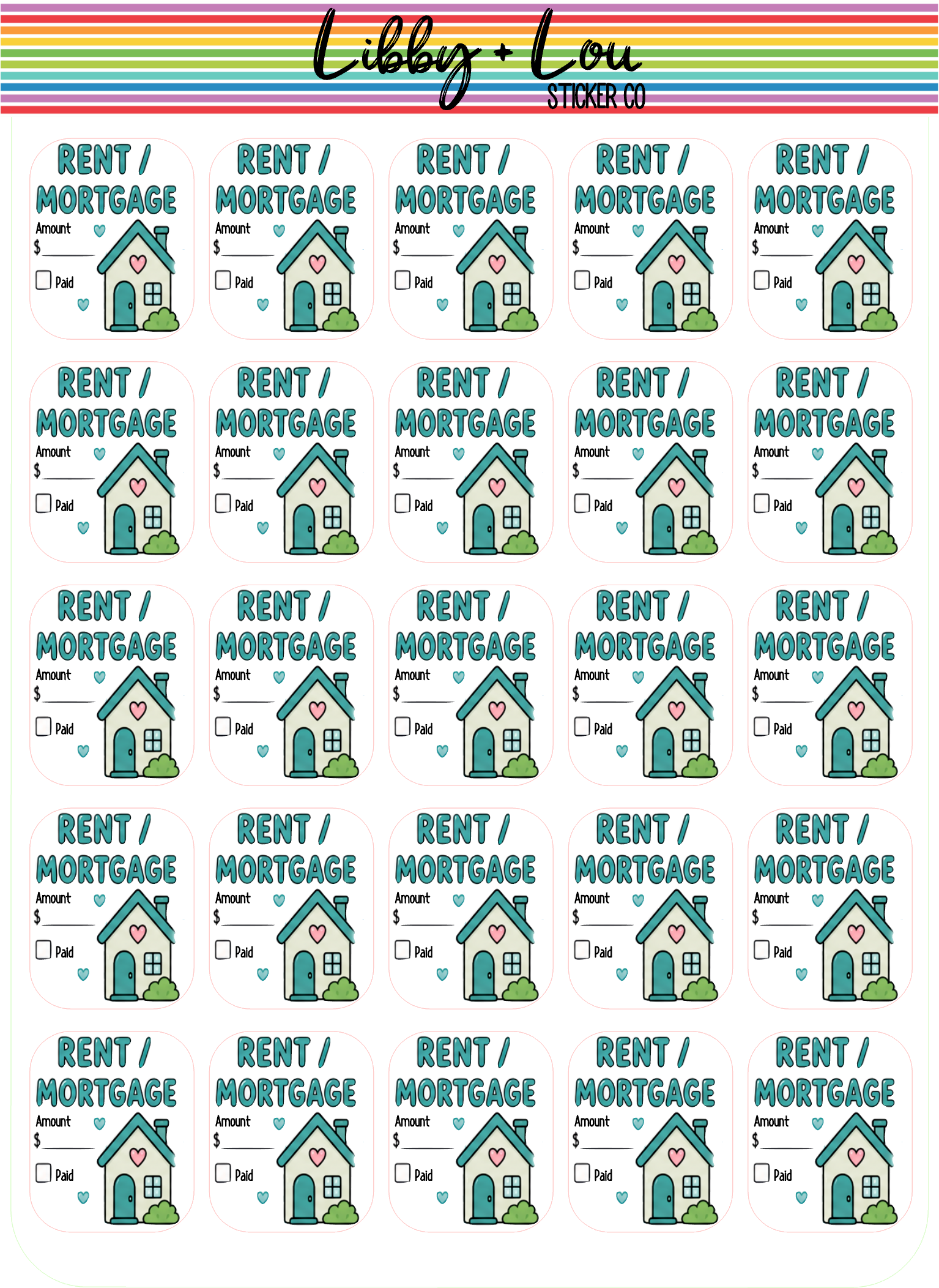 Mortgage & Rent Payment Planner Stickers | Bill Pay Planner Stickers | Monthly Budget Stickers | Functional Finance Planner Stickers