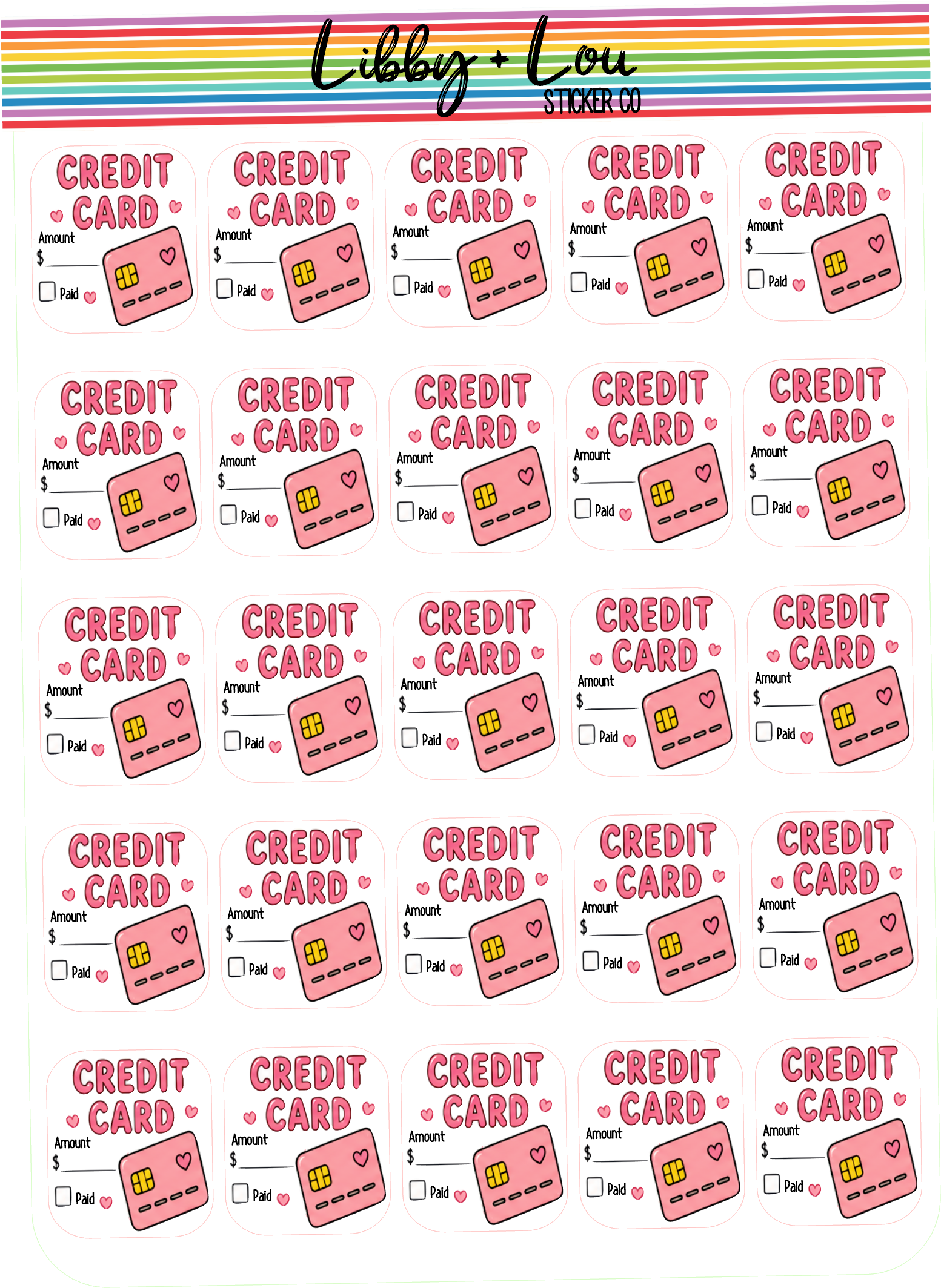 Credit Card Payment Planner Stickers | Bill Pay Planner Stickers | Monthly Budget Stickers | Finance Planner Stickers