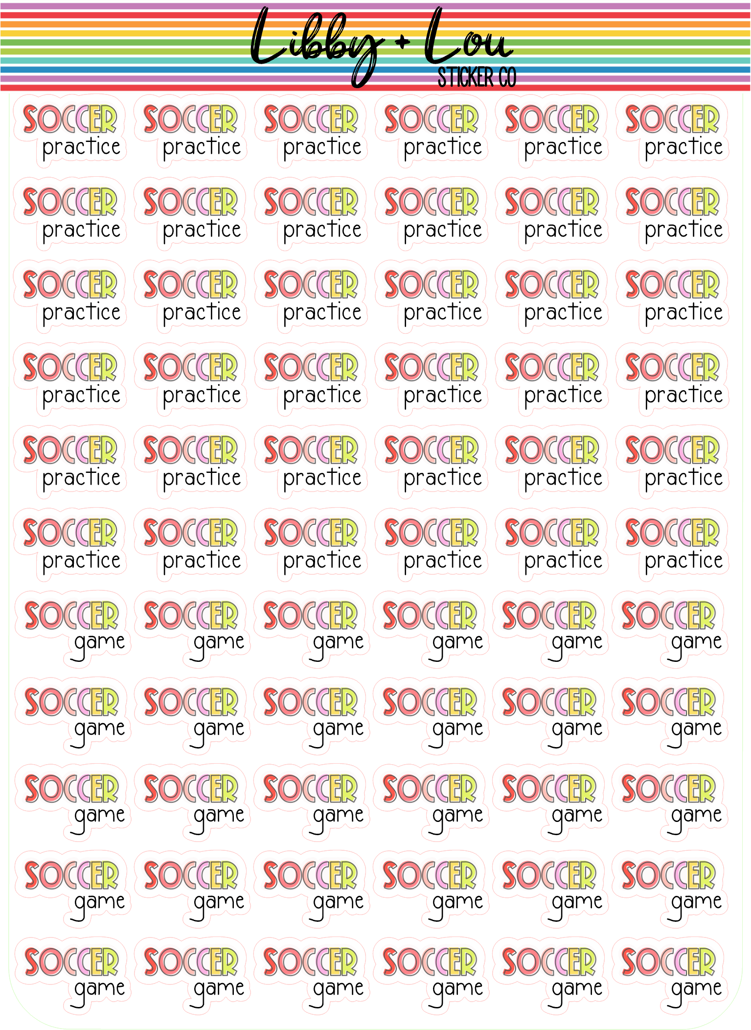 Soccer Practice and Game Planner Sticker | Libby and Lou Sticker Co