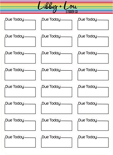 Due Today Boxes Planner Sticker | Libby and Lou Sticker Co
