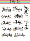 Neutral Months of the Year Planner Stickers | Monthly Header Stickers