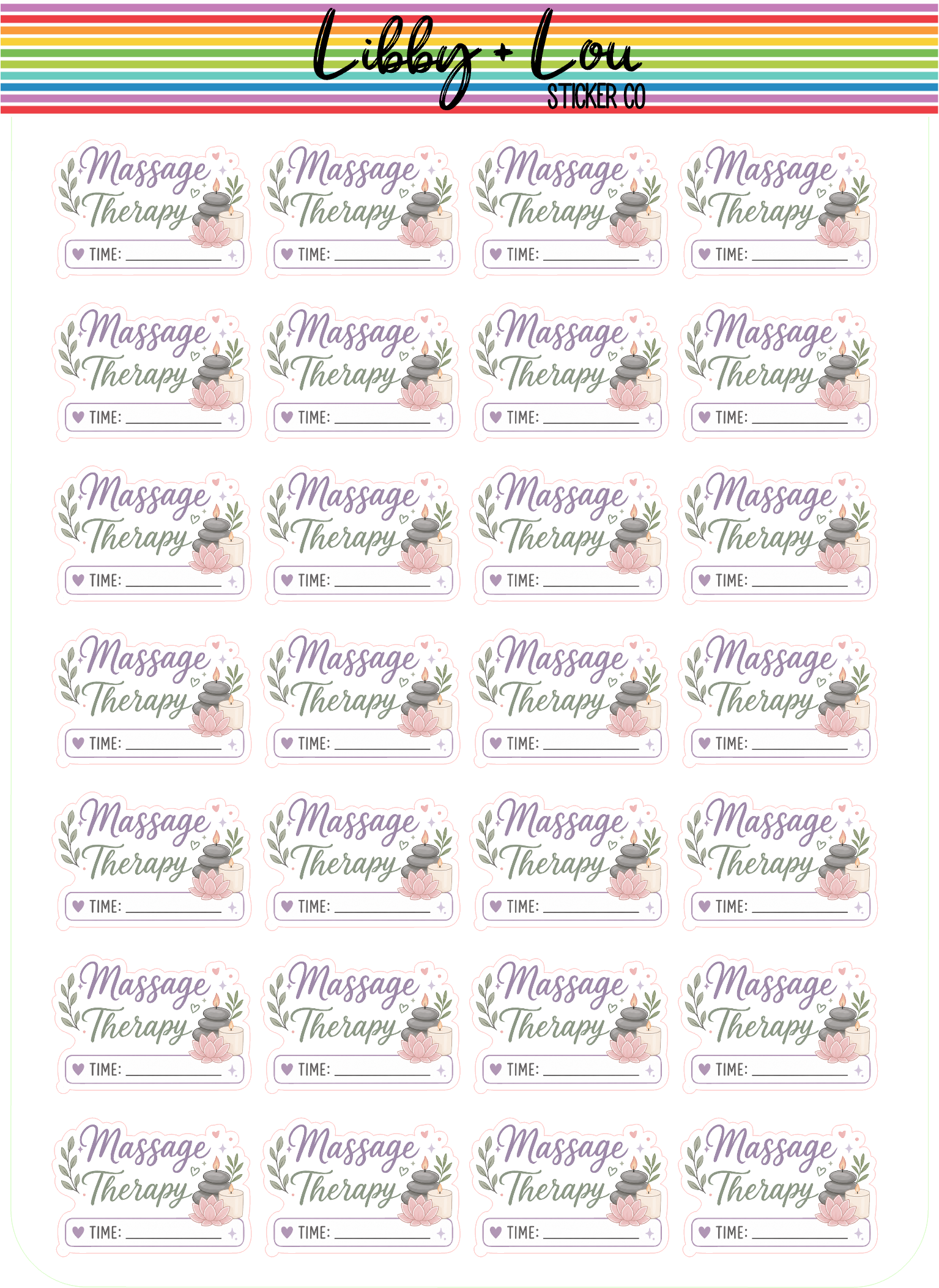 Massage Appointment Planner Stickers | Self Care Reminder Stickers