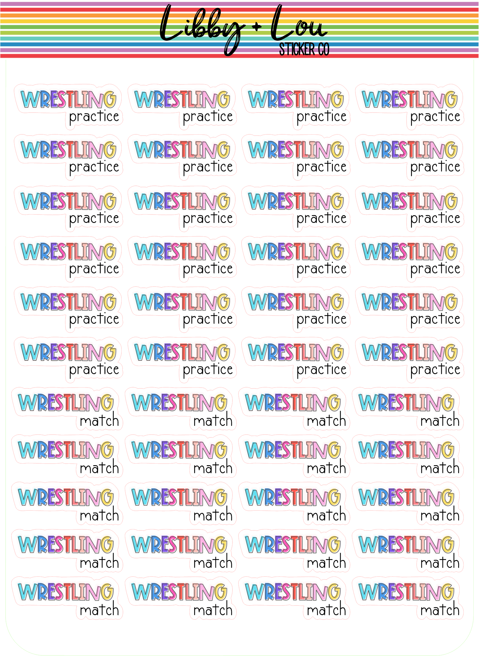 Wresting Practice and Match Planner Stickers | Libby and Lou Sticker Co