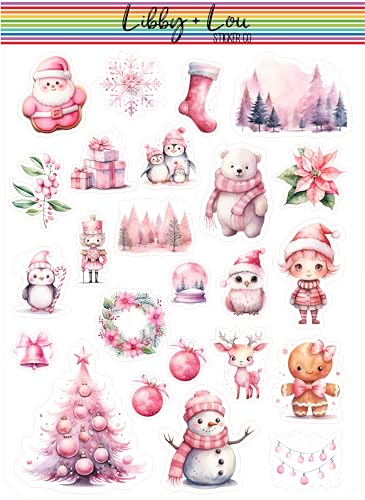 Pink Christmas Decorative Planner Sticker | Libby and Lou Sticker Co