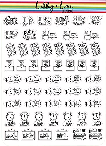 School Planner Stickers | No School | First Day of School | Parent Teach Conference | Picture Day | Field Trip | Libby and Lou Sticker Co