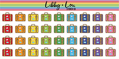 Suitcase | Business Travel | Vacation | Libby and Lou Sticker Co (Rainbow)