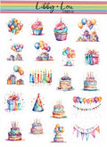 Happy Birthday Watercolor Planner Sticker | Matte | 5" x 7" Sheet | Libby and Lou Sticker Co