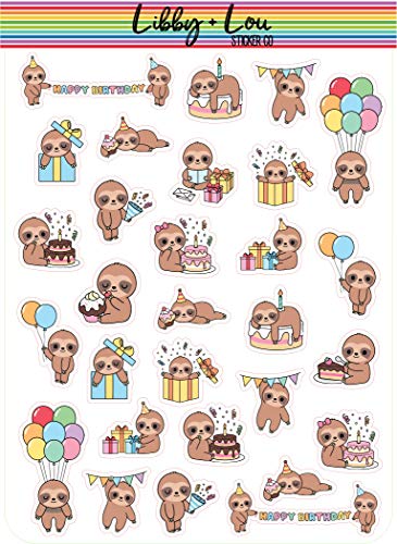 Birthday Sloth Decorative Planner Sticker | Libby and Lou Sticker