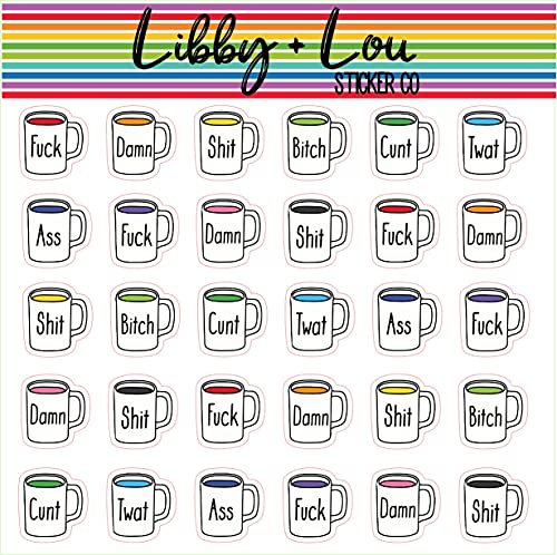 Swear Word Coffee Cups Planner Stickers | Libby and Lou Sticker Co