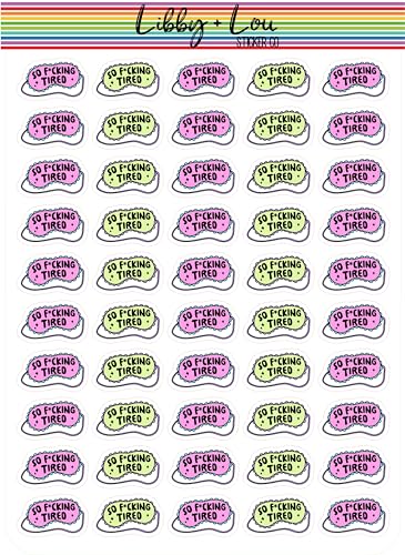 Tired Sleep Mask Planner Stickers | Libby and Lou Sticker Co