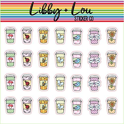 Spring Coffee Cups Planner Stickers | Libby and Lou Sticker Co