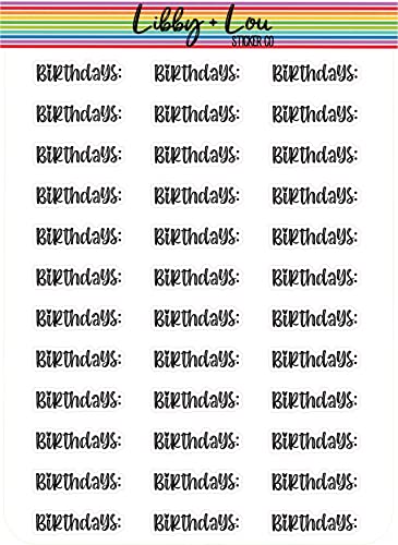 Birthdays Planner Sticker | Libby and Lou Sticker Co