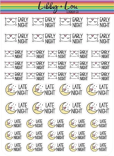 Early Night and Late Night Planner Stickers | Libby and Lou Sticker Co