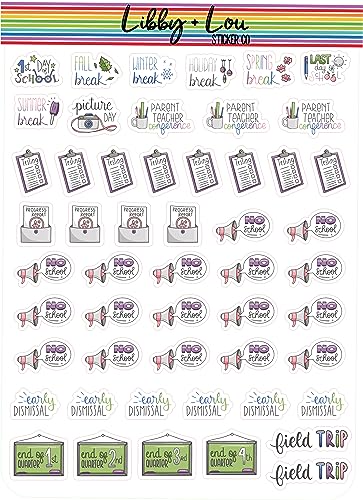 School Planner Stickers | No School | First Day of School | Parent Teach Conference | Picture Day | Field Trip | Libby and Lou Sticker Co