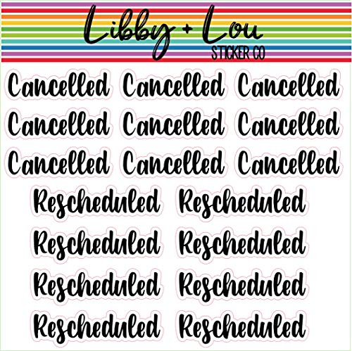 Cancelled + Rescheduled | Planner Stickers | Libby and Lou Sticker Co