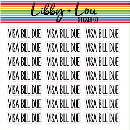 Visa Bill Due Planner Stickers | Libby and Lou Sticker Co