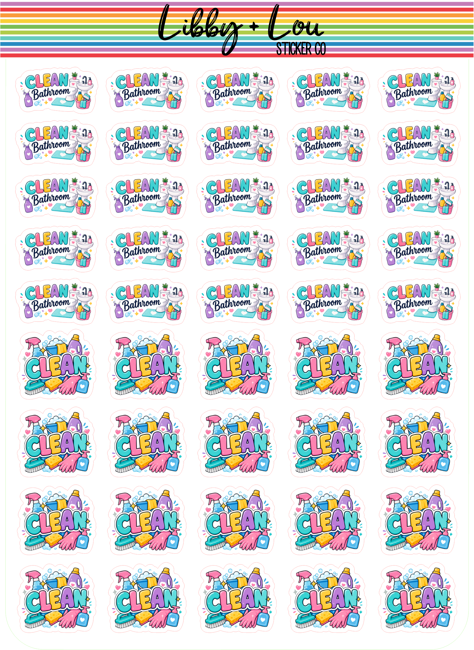 Clean The Bathroom Planner Sticker | Libby and Lou Sticker Co