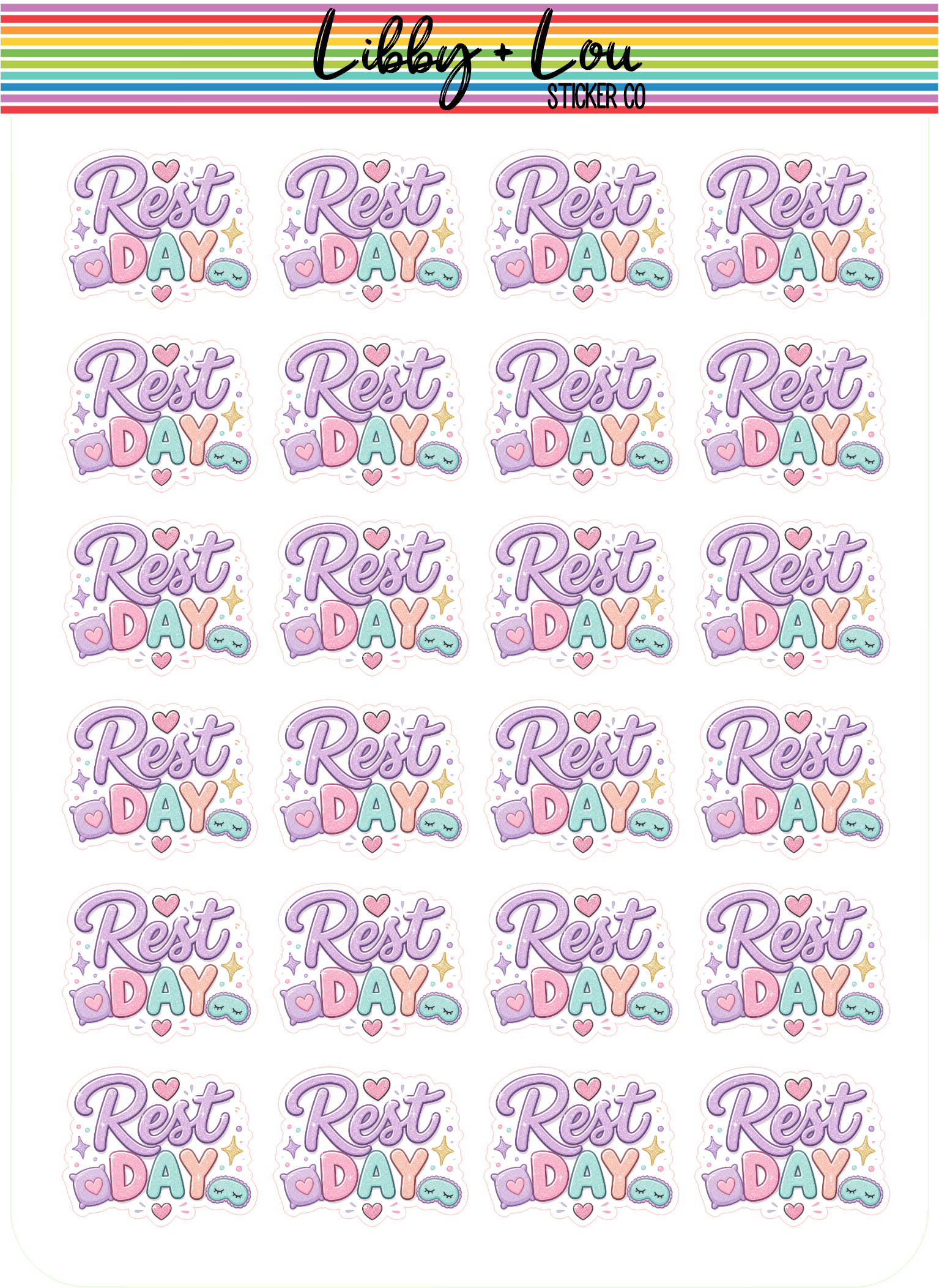 Rest Day Planner Stickers | Self Care & Recovery Day Stickers