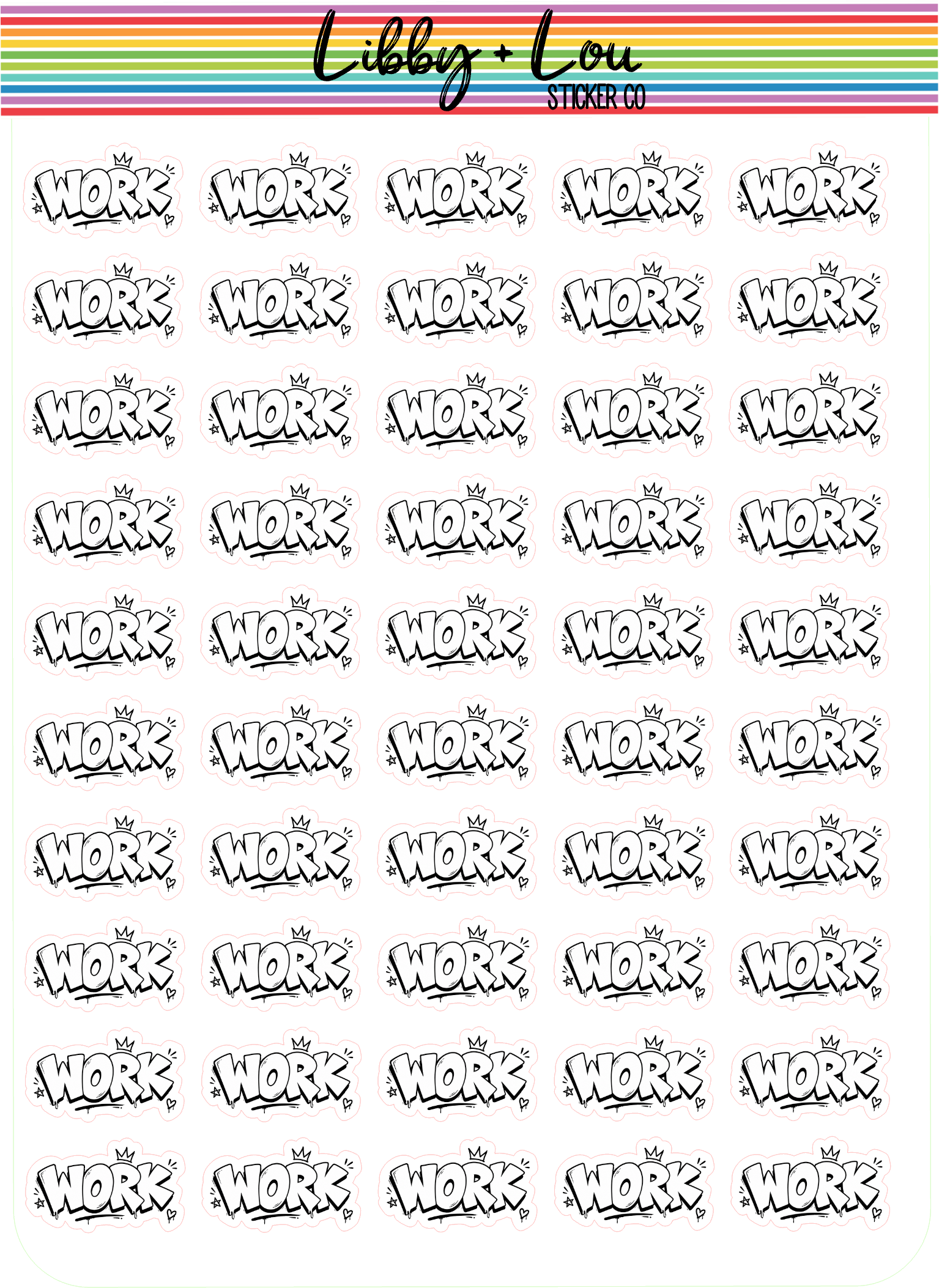WORK Graffiti Style Lettering Planner Sticker