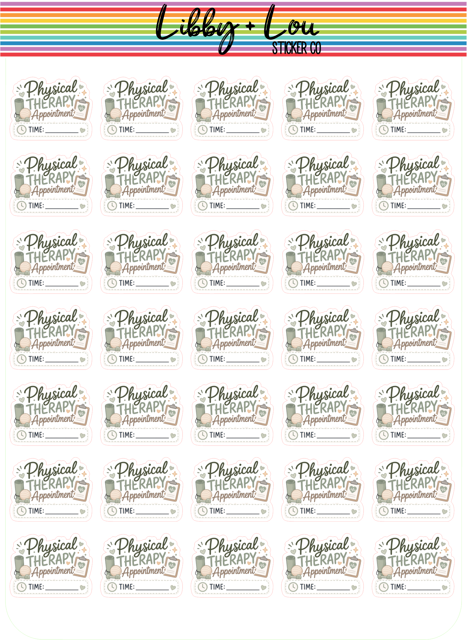 Physical Therapy Appointment Planner Stickers | PT Reminder Stickers