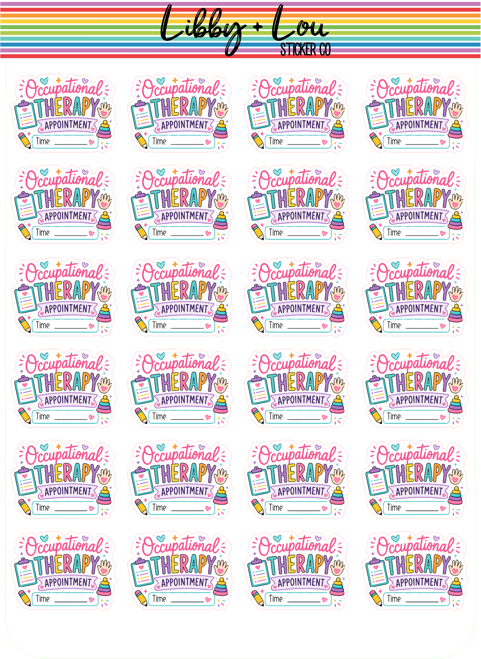 Occupational Therapy Appointment Planner Stickers | OT Reminder Stickers