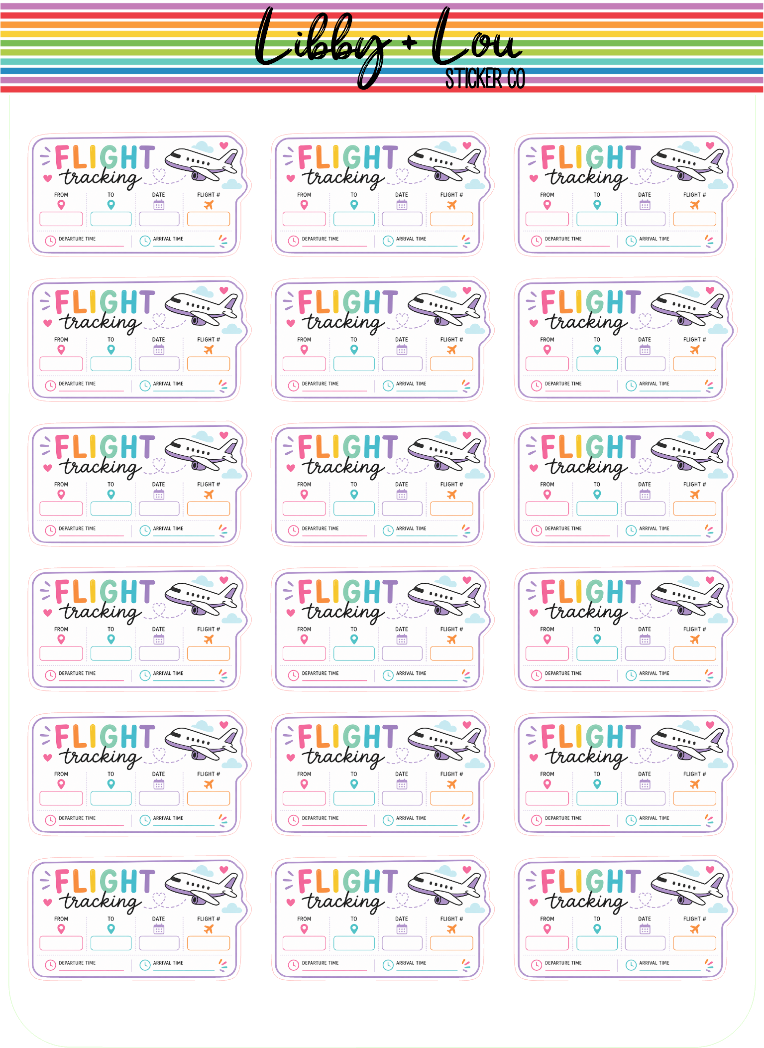 Flight Info Planner Stickers | Travel Details Reminder Sticker | Libby and Lou Sticker Co