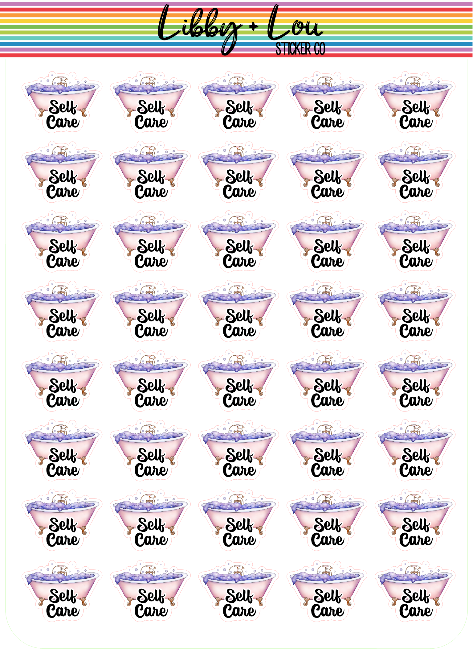 Self Care Bathtub Planner Sticker | Libby and Lou Sticker Co