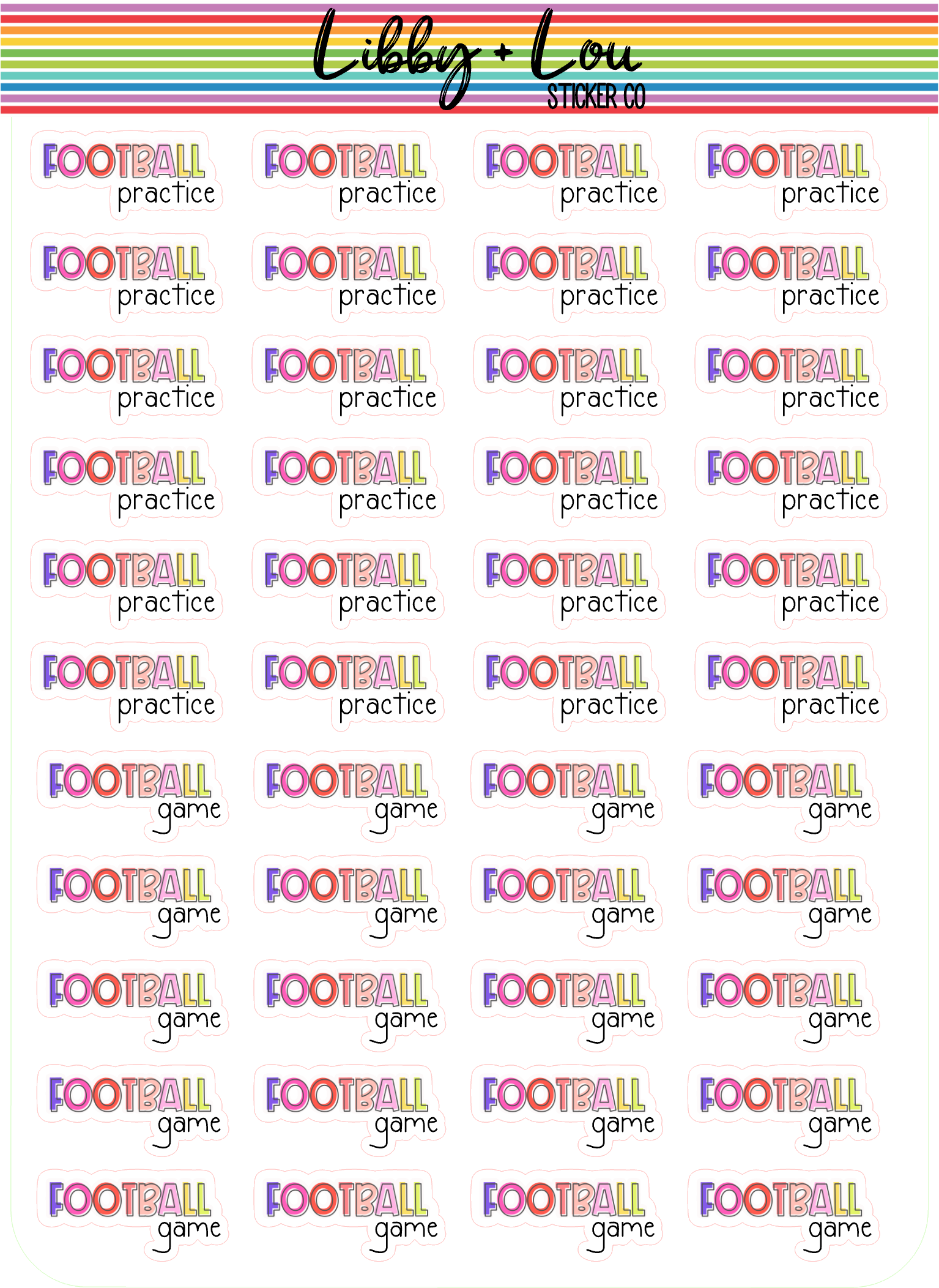Football Practice and Game Planner Stickers | Libby and Lou Sticker Co