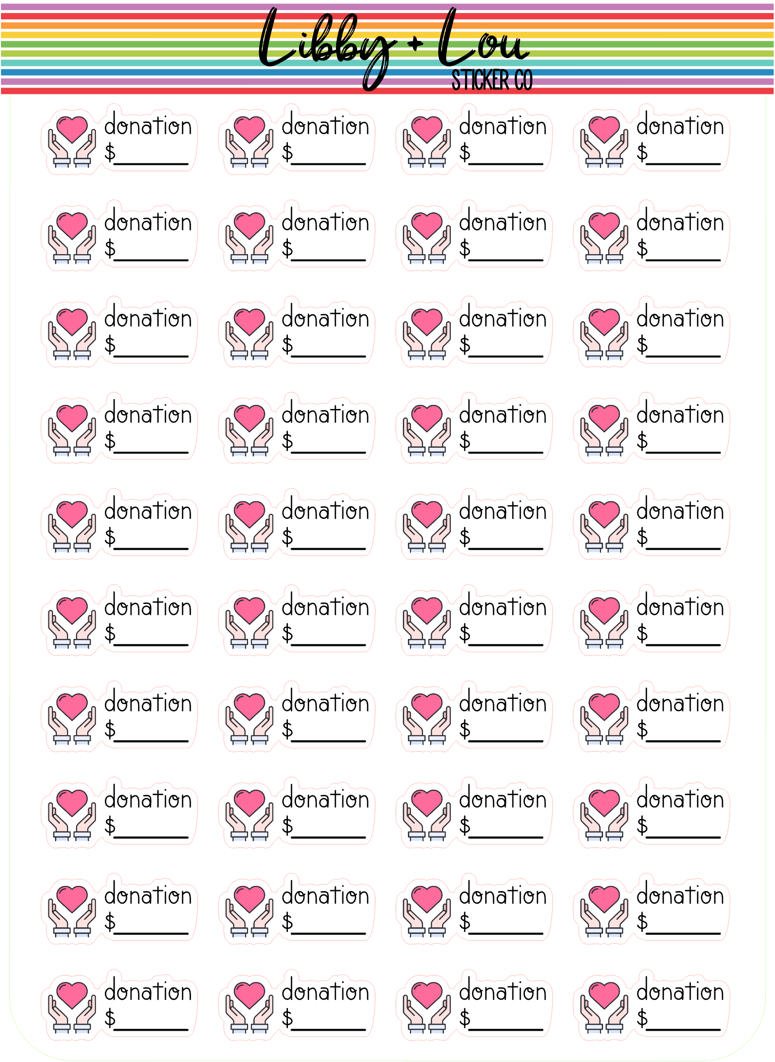 Donation Tracker Planner Sticker | Libby and Lou Sticker Co