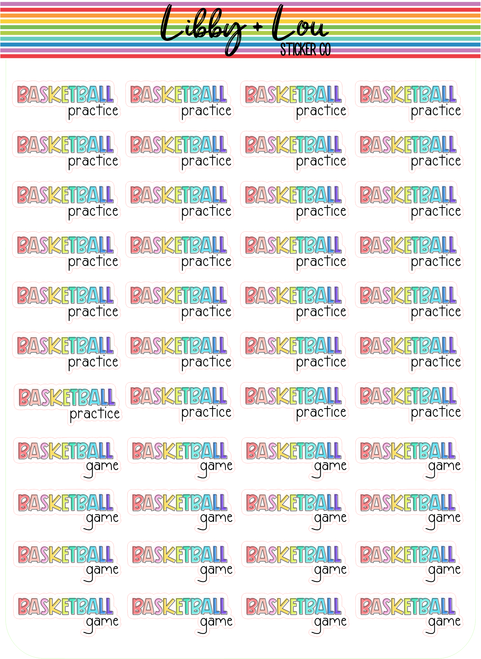 Basketball Practice and Game Planner Stickers | Libby and Lou Sticker Co